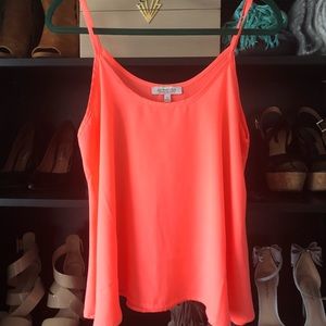 Neon Coral Flowy Tank